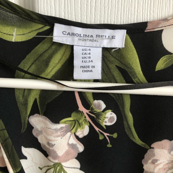 Romper- black floral with drawstring - Picture 5 of 6